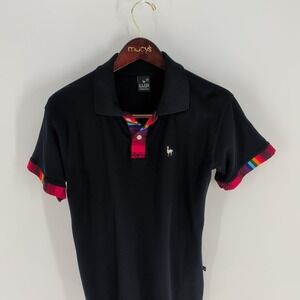 ILLARI Souvenirs Andinos Collared Classic Logo Pullover Polo Shirt‎ Black Size M